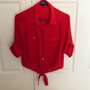 Red Button Down Blouse